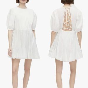 Rhode Molly Mini Deess white puff sleeve lace up back wedding bridal reception